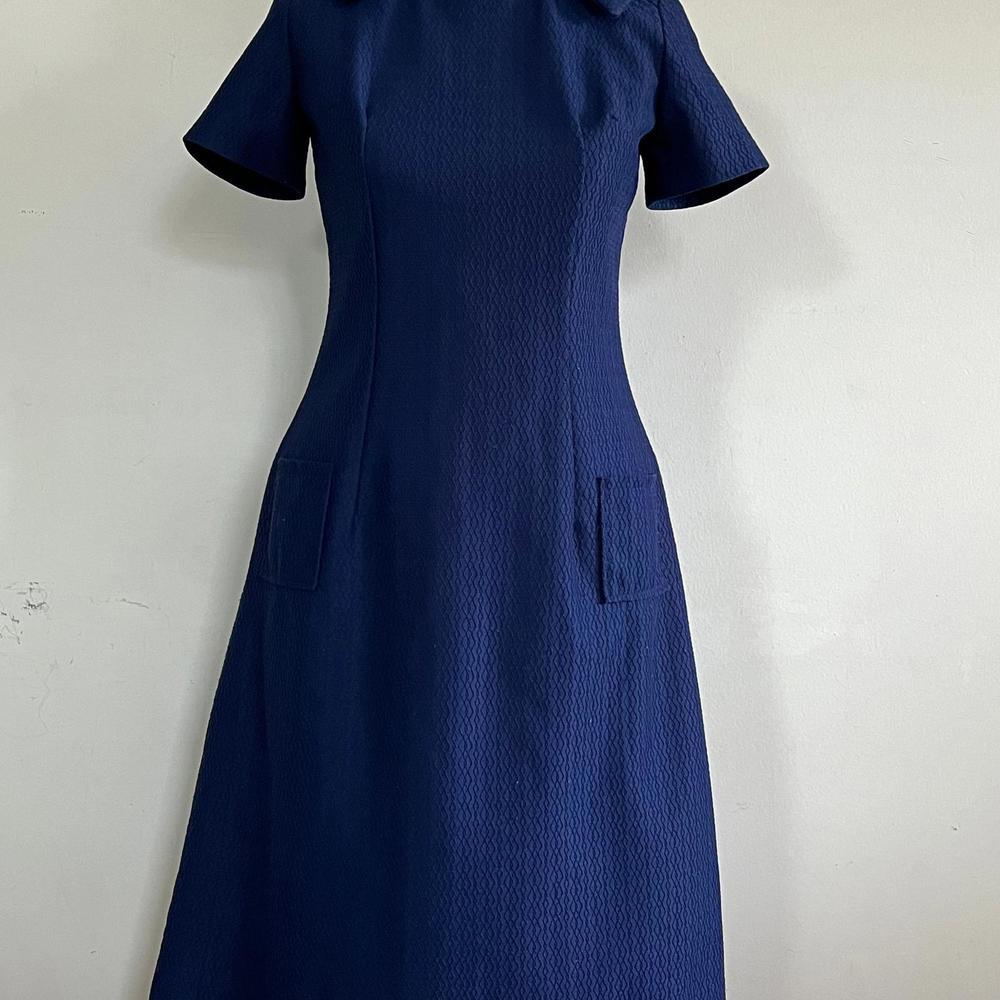 Vintage Handmade 1960s Navy Blue Dress - Timeless Elegance - Picture 7 of 8